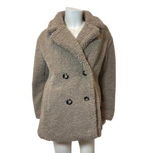APPARIS Faur Fur Teddy Double Breasted Jacket in Beige Size M